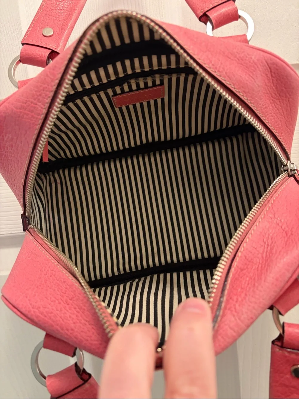 Kate Spade New York Pink Pebbled Leather Mini Satchel Bowler Bag